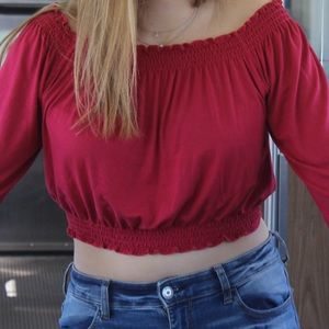 Red cute off the shoulder top